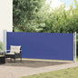 Toldo lateral retráctil para patio azul 140x600 cm