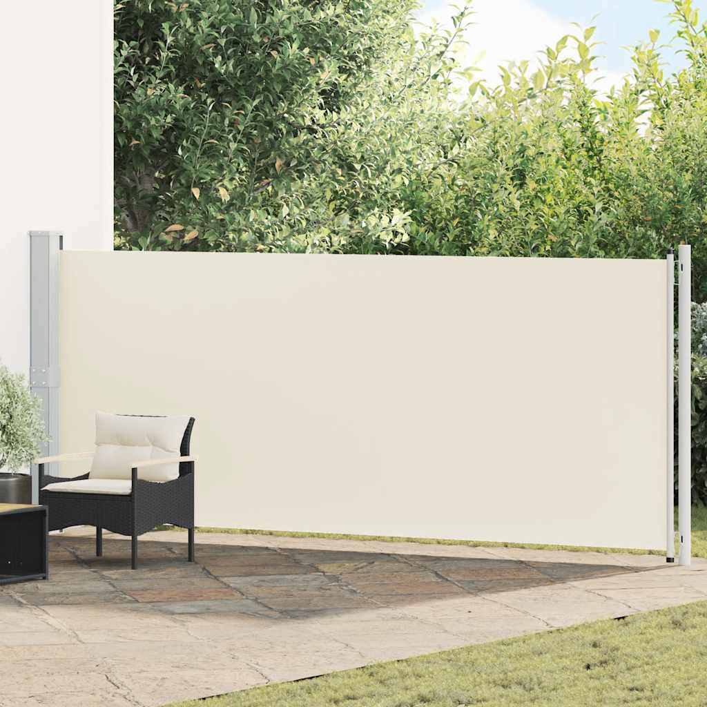 Retractable blue patio side awning 140x600 cm