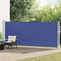 Toldo lateral retráctil para patio azul 140x600 cm