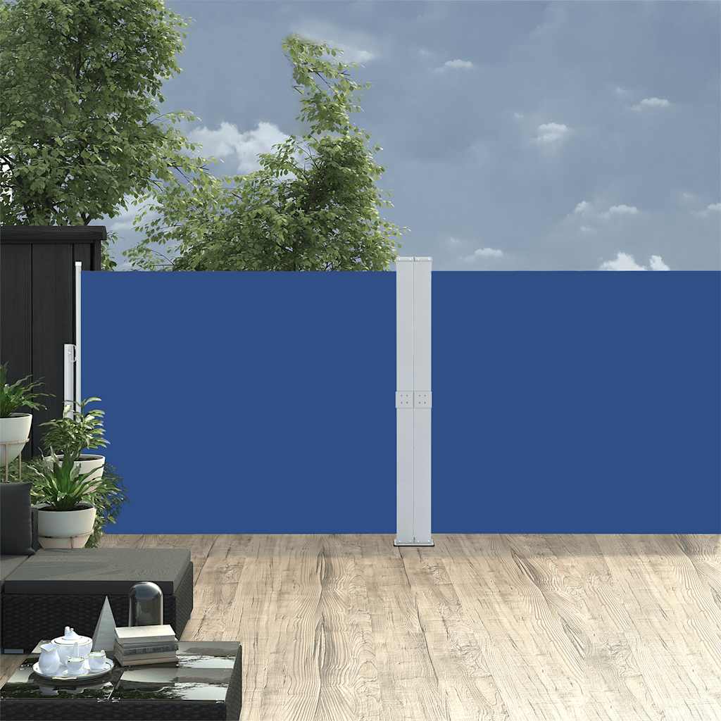 Blue Retractable Garden Side Awning 100x300 cm