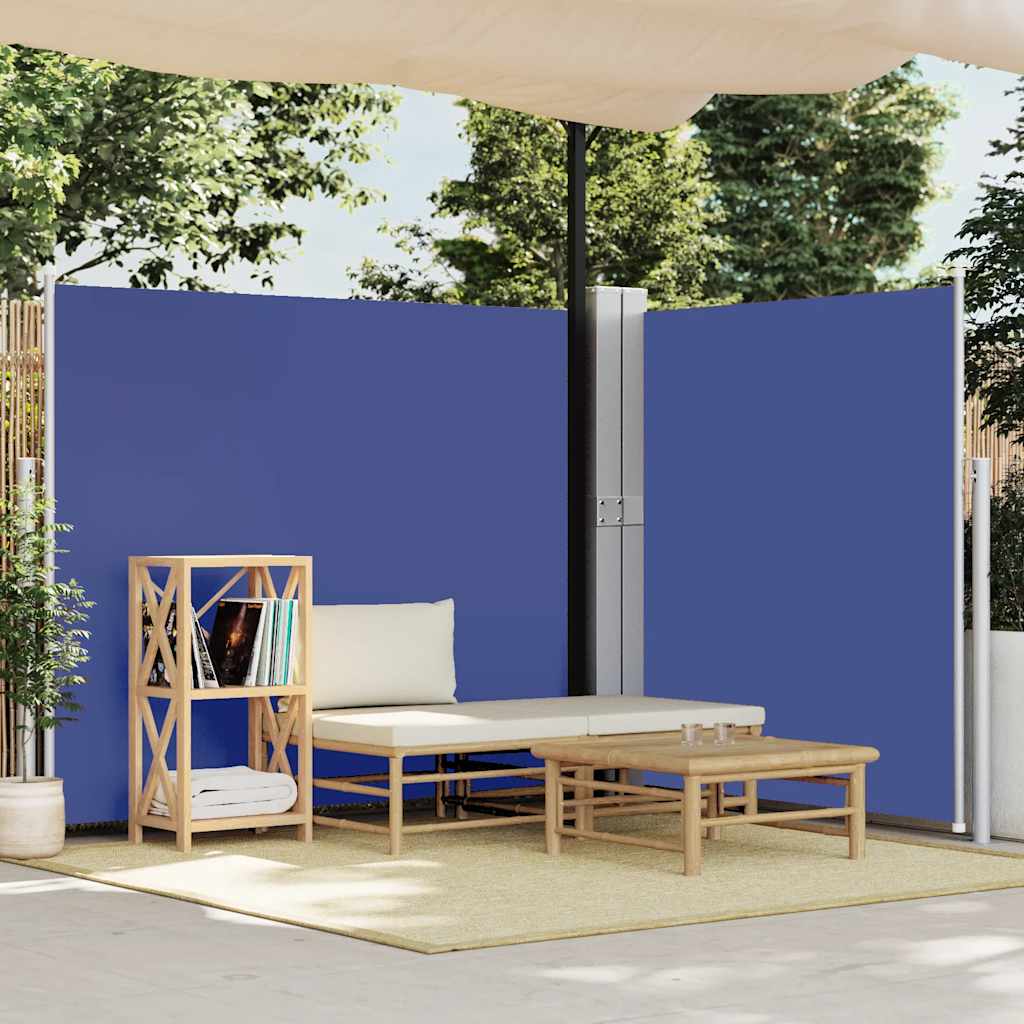 Blue Retractable Garden Side Awning 100x300 cm