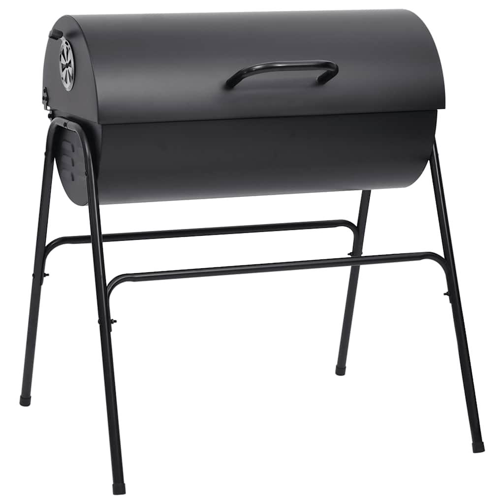 Parrilla barril 2 rejillas de cocción negro acero 80x95x90 cm