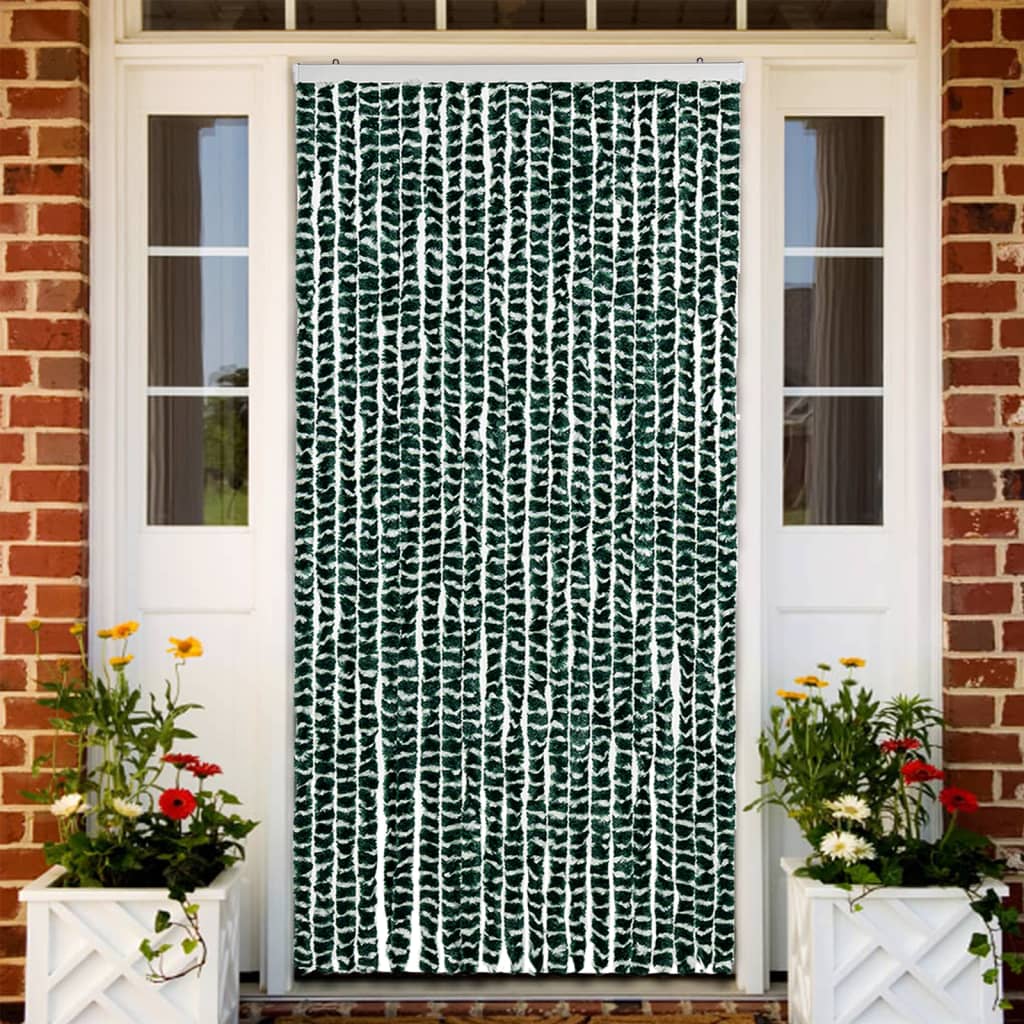 Blue and white chenille fly curtain 56x200 cm