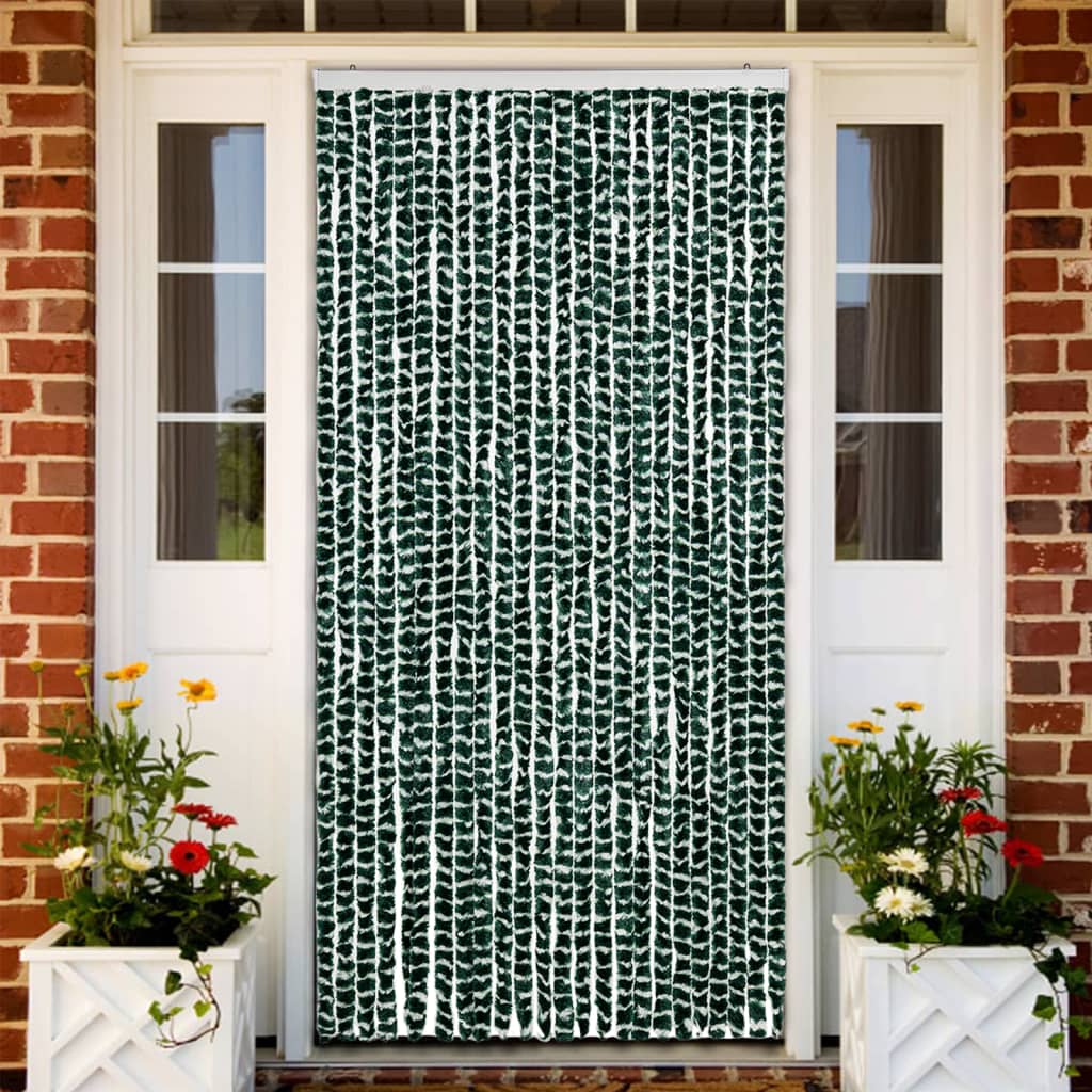 Blue and white chenille fly curtain 56x200 cm