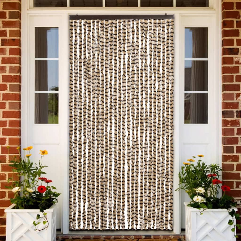 Blue and white chenille fly curtain 56x200 cm