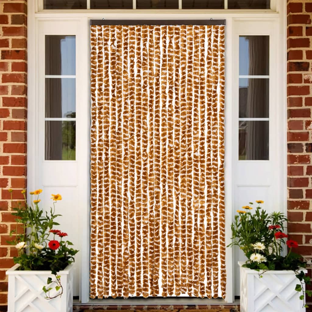 Blue and white chenille fly curtain 56x200 cm