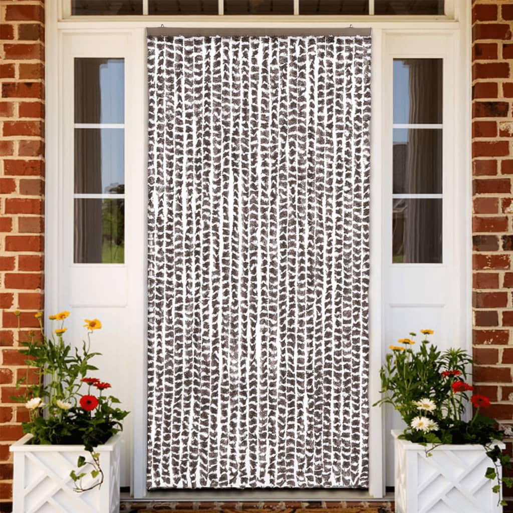 Blue and white chenille fly curtain 56x200 cm