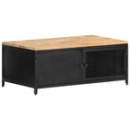 Mesa de centro de madera maciza de mango rugosa 90x50x37 cm