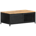 Mesa de centro de madera maciza de mango rugosa 90x50x37 cm