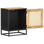 Mesita de noche madera de mango rugosa caña natural 40x30x50cm