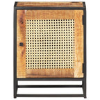 Mesita de noche madera de mango rugosa caña natural 40x30x50cm