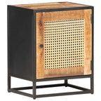 Mesita de noche madera de mango rugosa caña natural 40x30x50cm