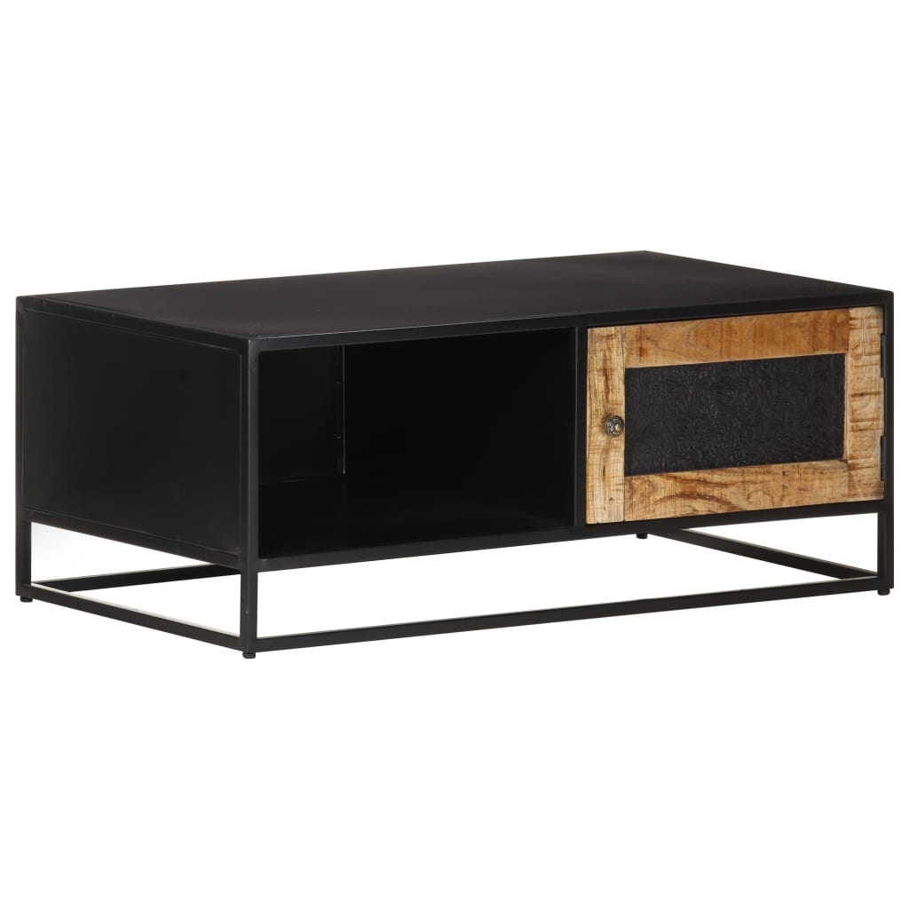 Mesa de centro de madera maciza de mango 90x60x35 cm