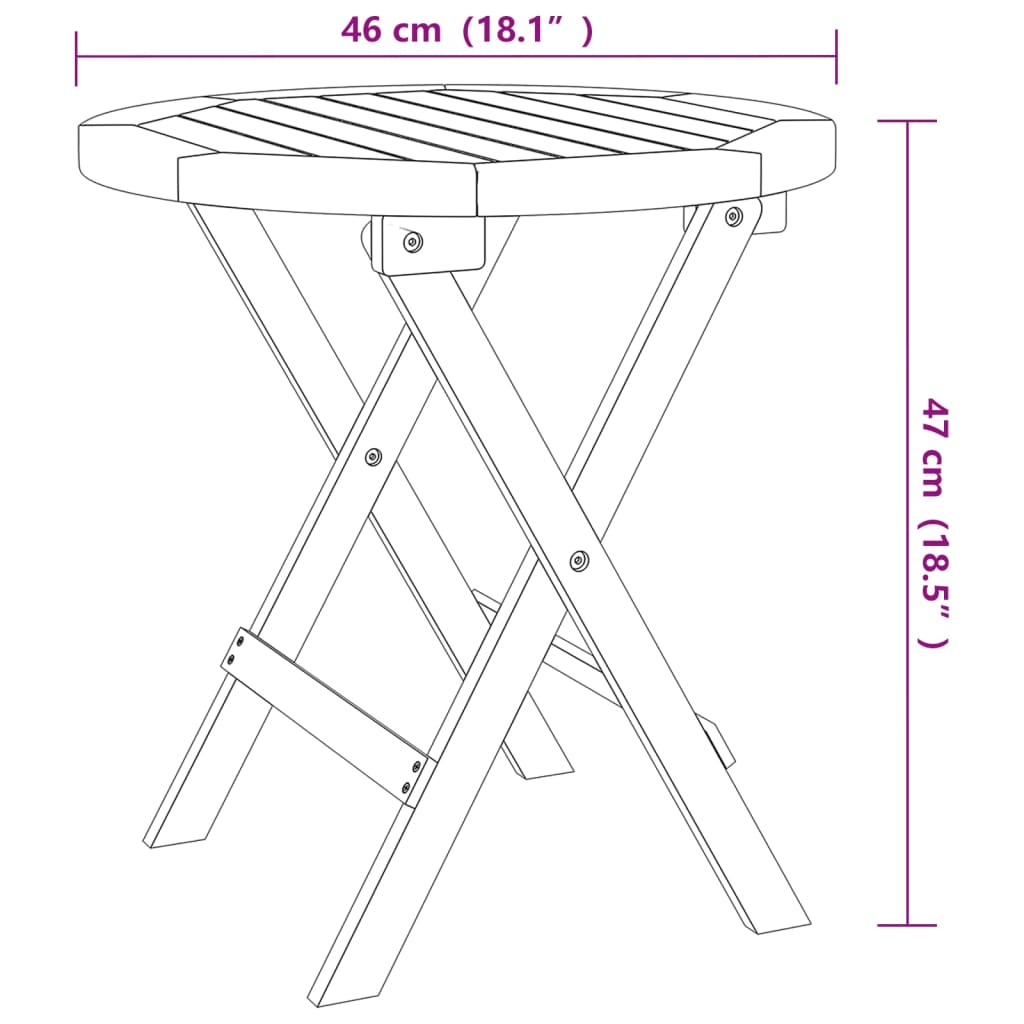 Mesa bistró de terraza madera maciza de acacia Ø46x47 cm