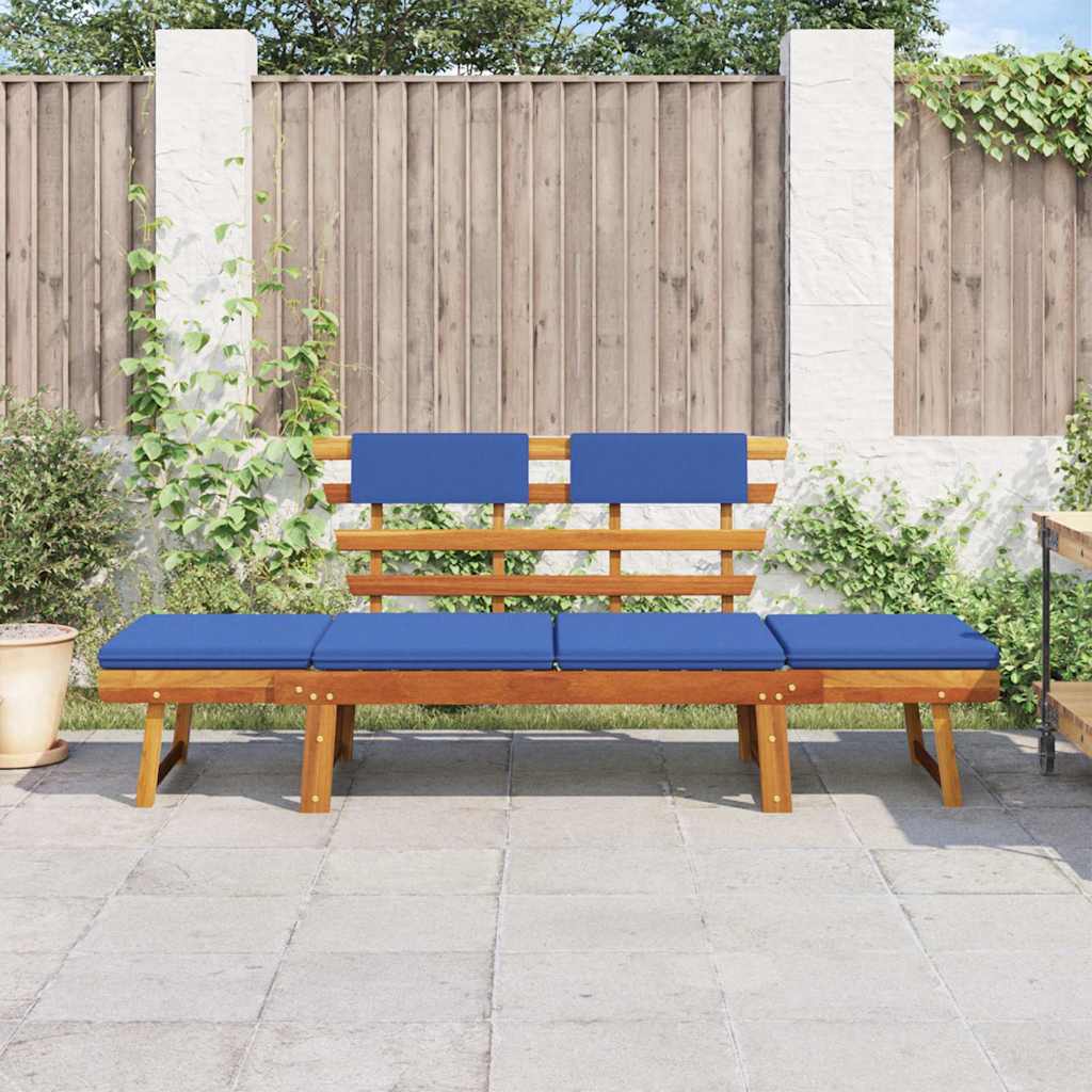 Banco de jardín con cojines 2 en 1 190 cm madera maciza acacia