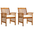 Sillas de comedor jardín 2 uds con cojines madera maciza acacia