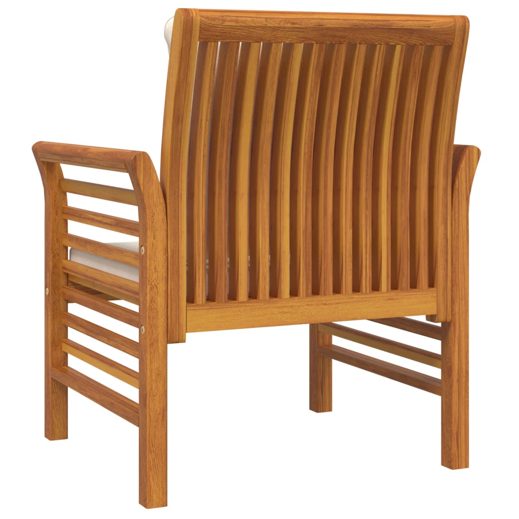 Sillones con cojines blanco crema 2 uds madera maciza de acacia