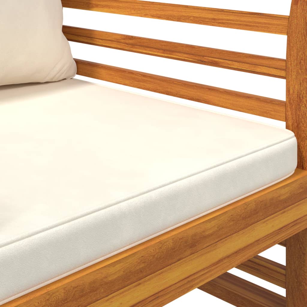 Sillones con cojines blanco crema 2 uds madera maciza de acacia