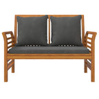 Banco jardín con cojines gris oscuro de madera maciza de acacia