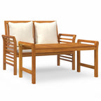Muebles de jardín 2 pzas con cojines blanco crema madera maciza