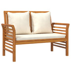 Muebles de jardín 2 pzas con cojines blanco crema madera maciza