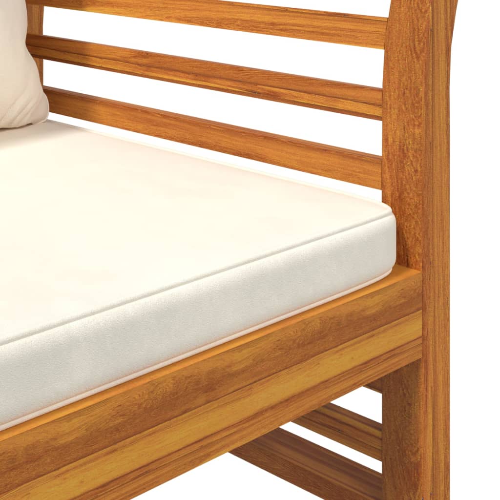 Muebles de jardín 2 pzas con cojines blanco crema madera maciza
