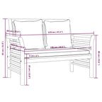 Muebles de jardín 2 pzas con cojines blanco crema madera maciza
