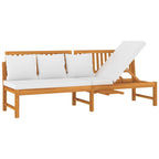 Sofá cama con cojín madera maciza acacia crema 200x60x75 cm