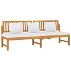 Sofá cama con cojín madera maciza acacia crema 200x60x75 cm