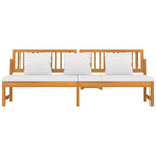Sofá cama con cojín madera maciza acacia crema 200x60x75 cm