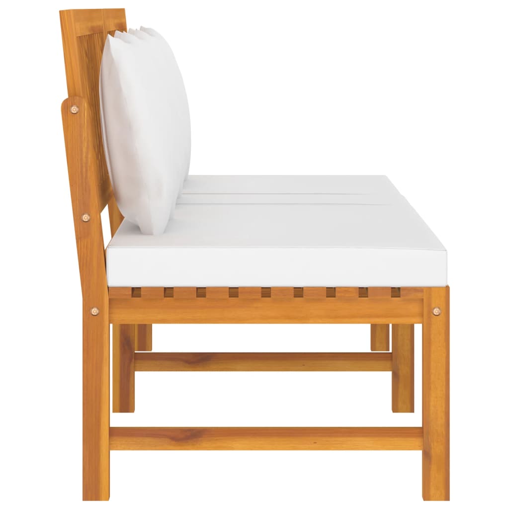 Sofá cama con cojín madera maciza acacia crema 200x60x75 cm