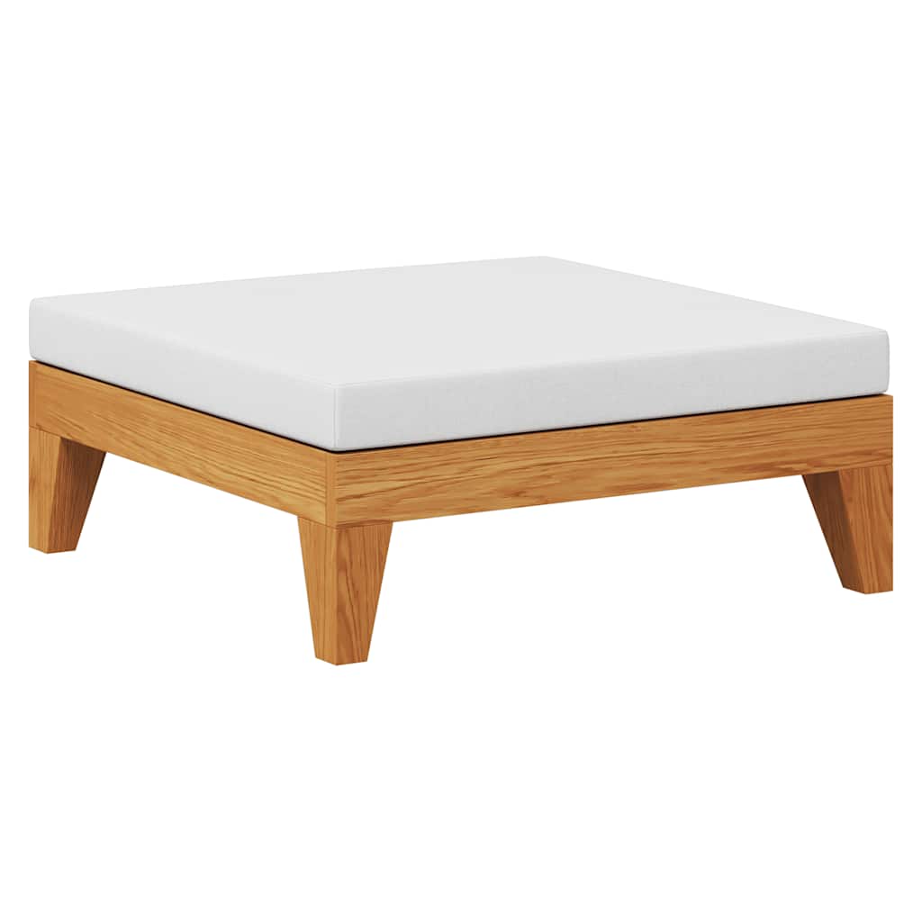 Reposapiés modular y cojín crema madera maciza de acacia