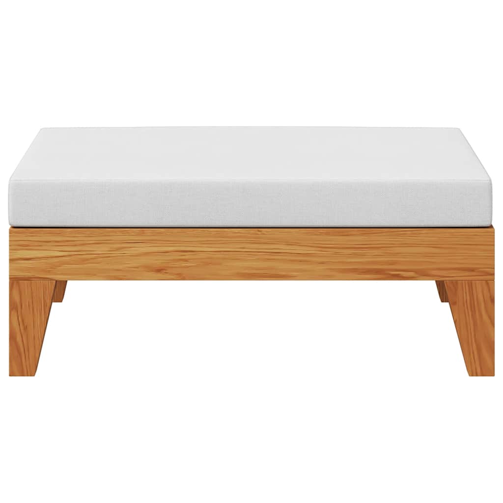 Reposapiés modular y cojín crema madera maciza de acacia