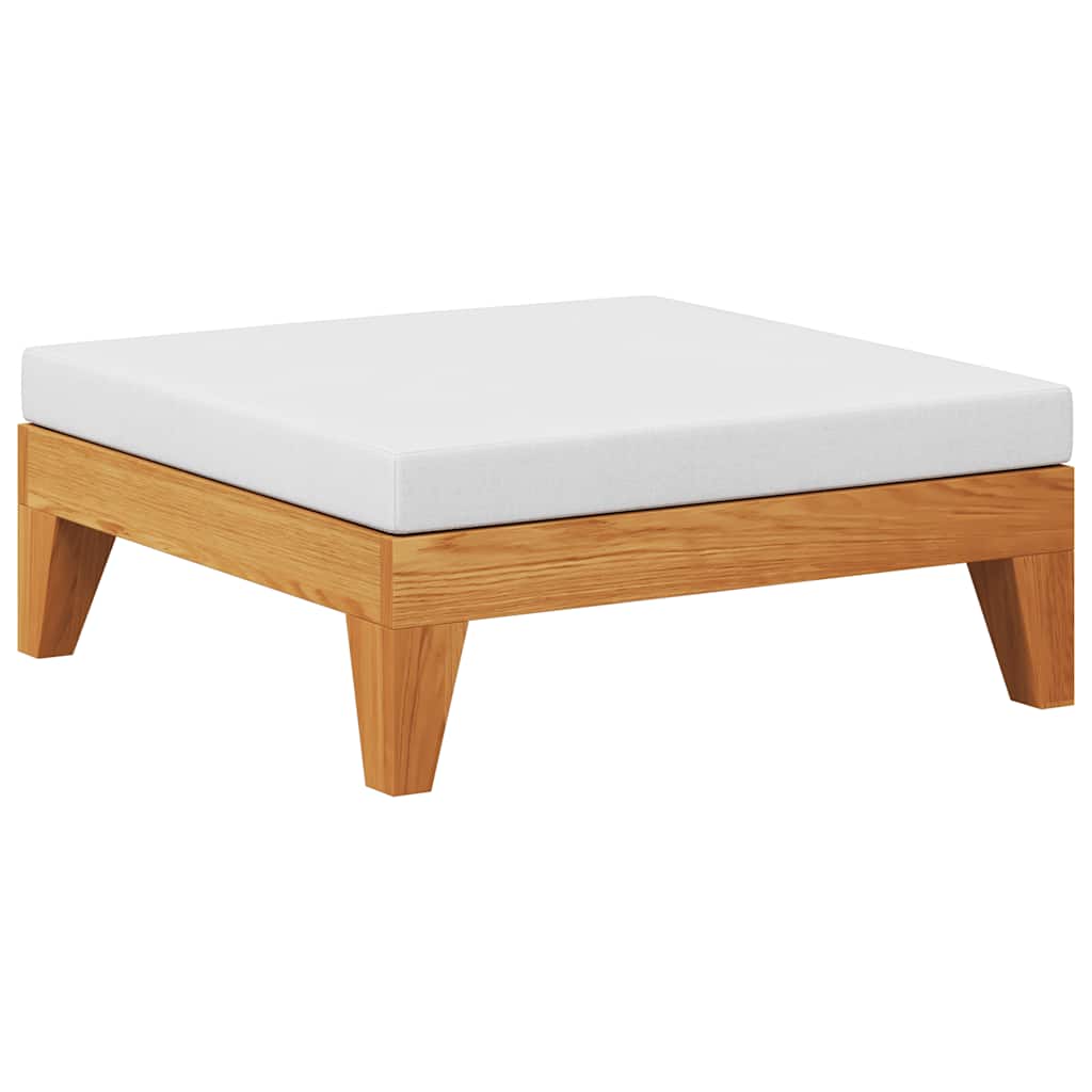 Reposapiés modular y cojín crema madera maciza de acacia