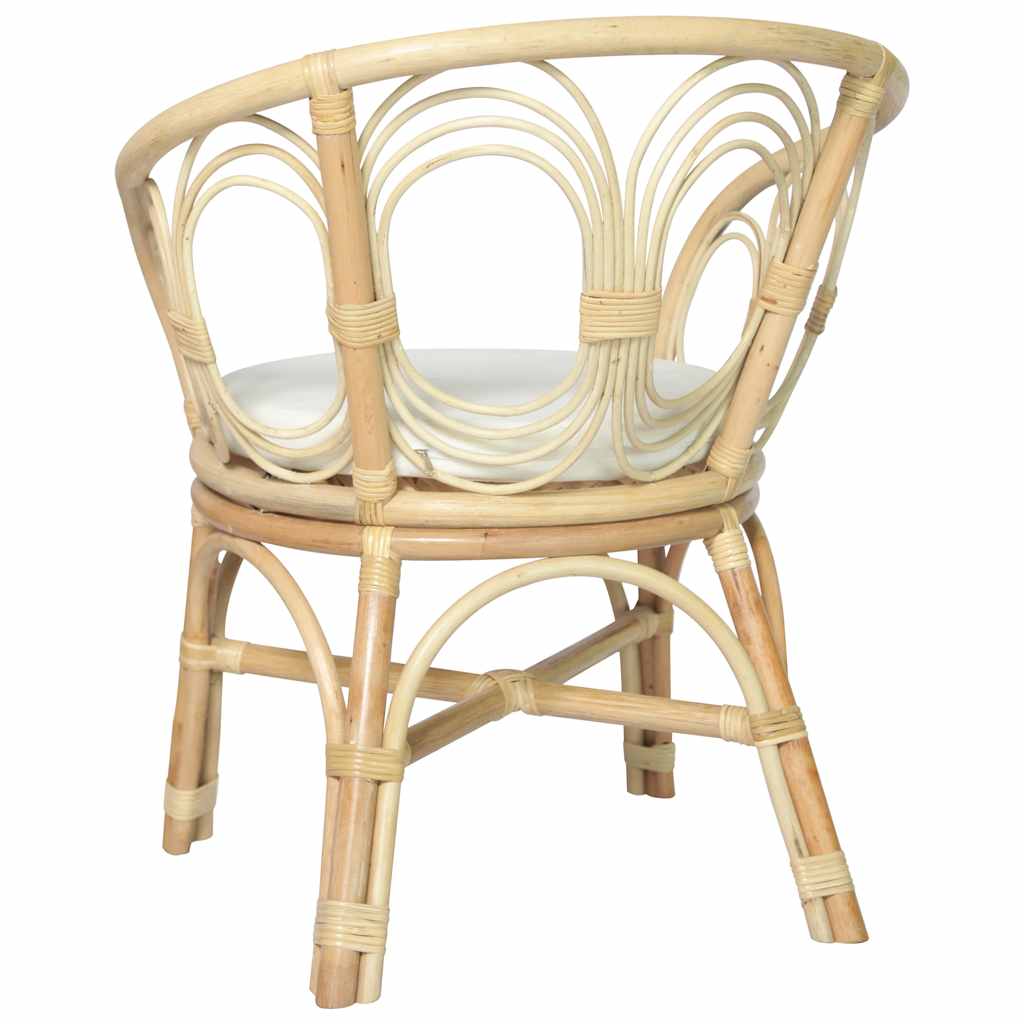Silla de comedor con cojín ratán natural gris y lino