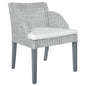 Dining chair with gray natural rattan cushion