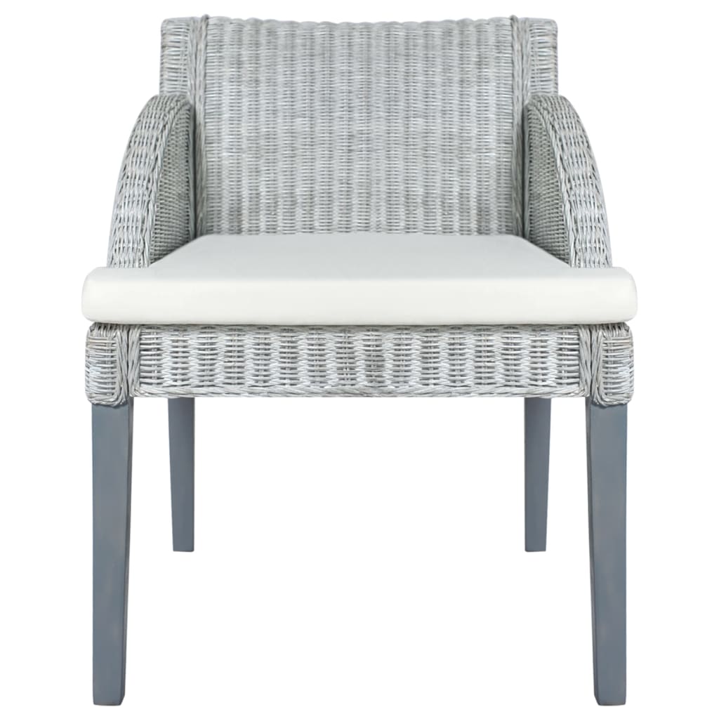 Silla de comedor con cojín ratán natural gris