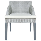 Silla de comedor con cojín ratán natural gris