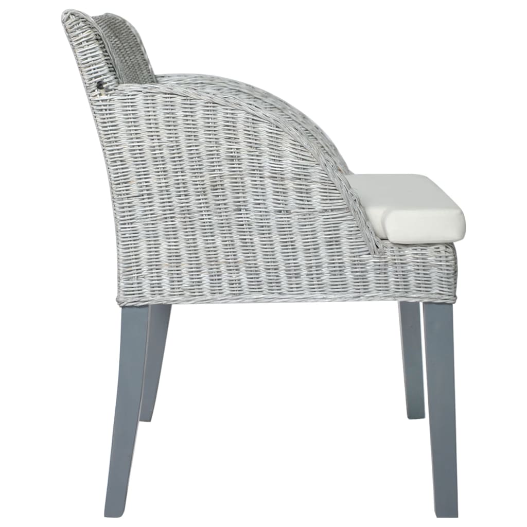 Silla de comedor con cojín ratán natural gris