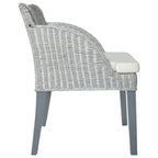 Silla de comedor con cojín ratán natural gris