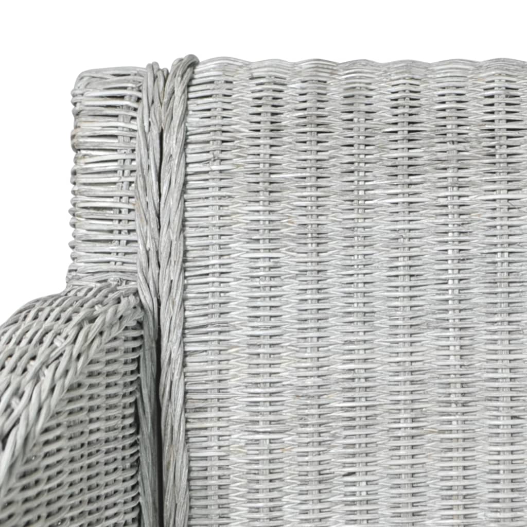 Silla de comedor con cojín ratán natural gris