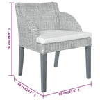 Silla de comedor con cojín ratán natural gris