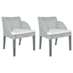 Sillas de comedor con cojines 2 unidades ratán natural gris