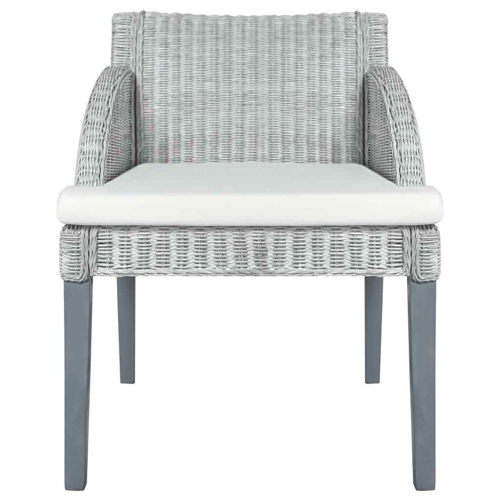 Sillas de comedor con cojines 2 unidades ratán natural gris