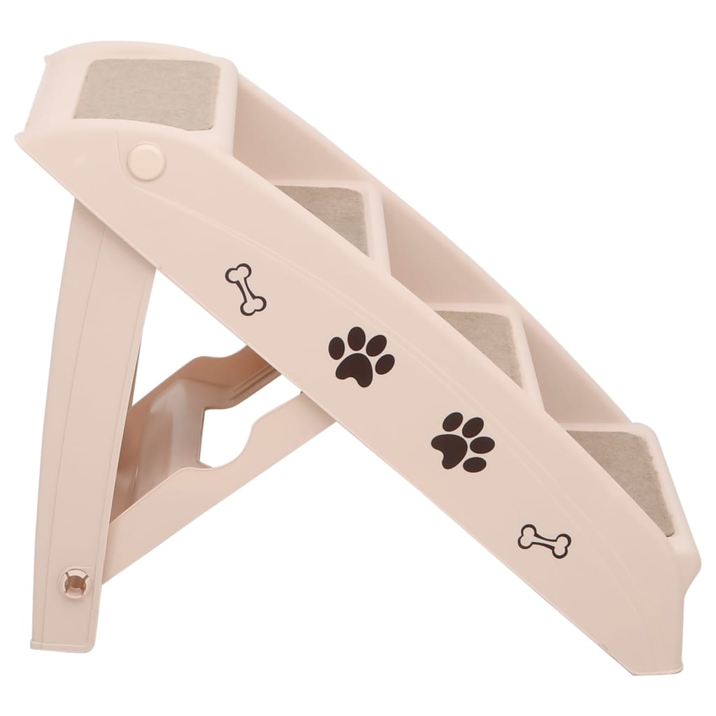 Escalera plegable para perros crema 62x40x49,5 cm