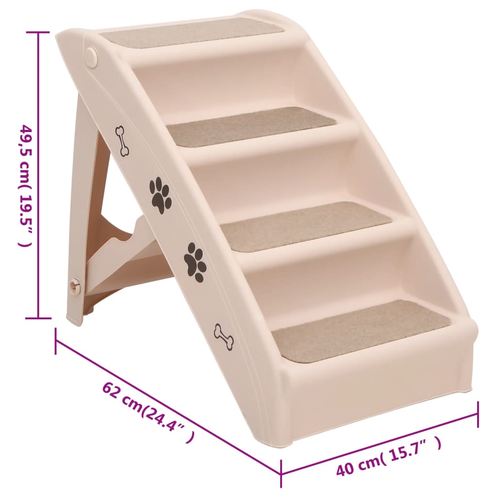 Escalera plegable para perros crema 62x40x49,5 cm