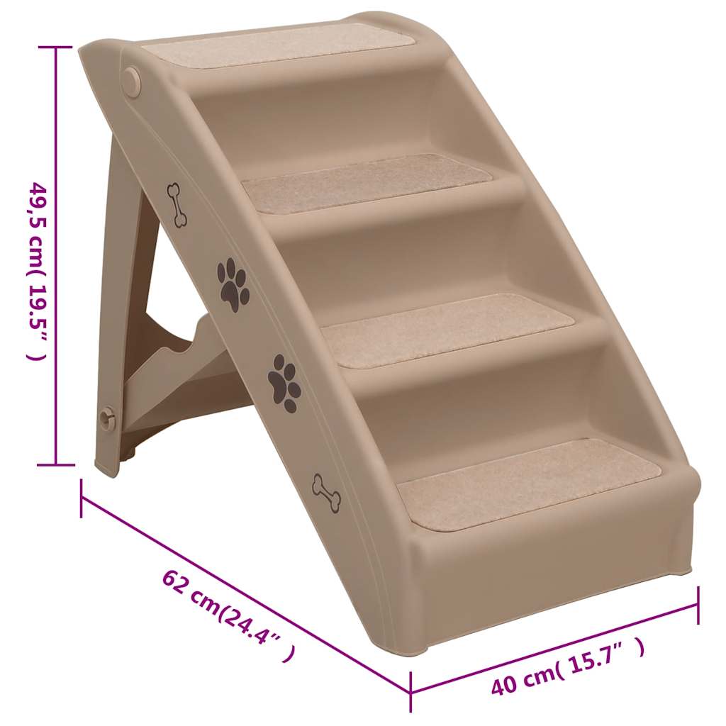 Escalera plegable para perros marrón 62x40x49,5 cm