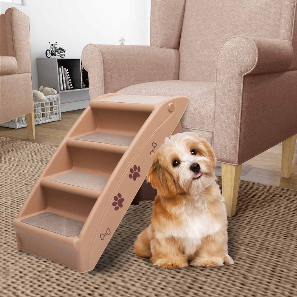 Escalera plegable para perros marrón 62x40x49,5 cm