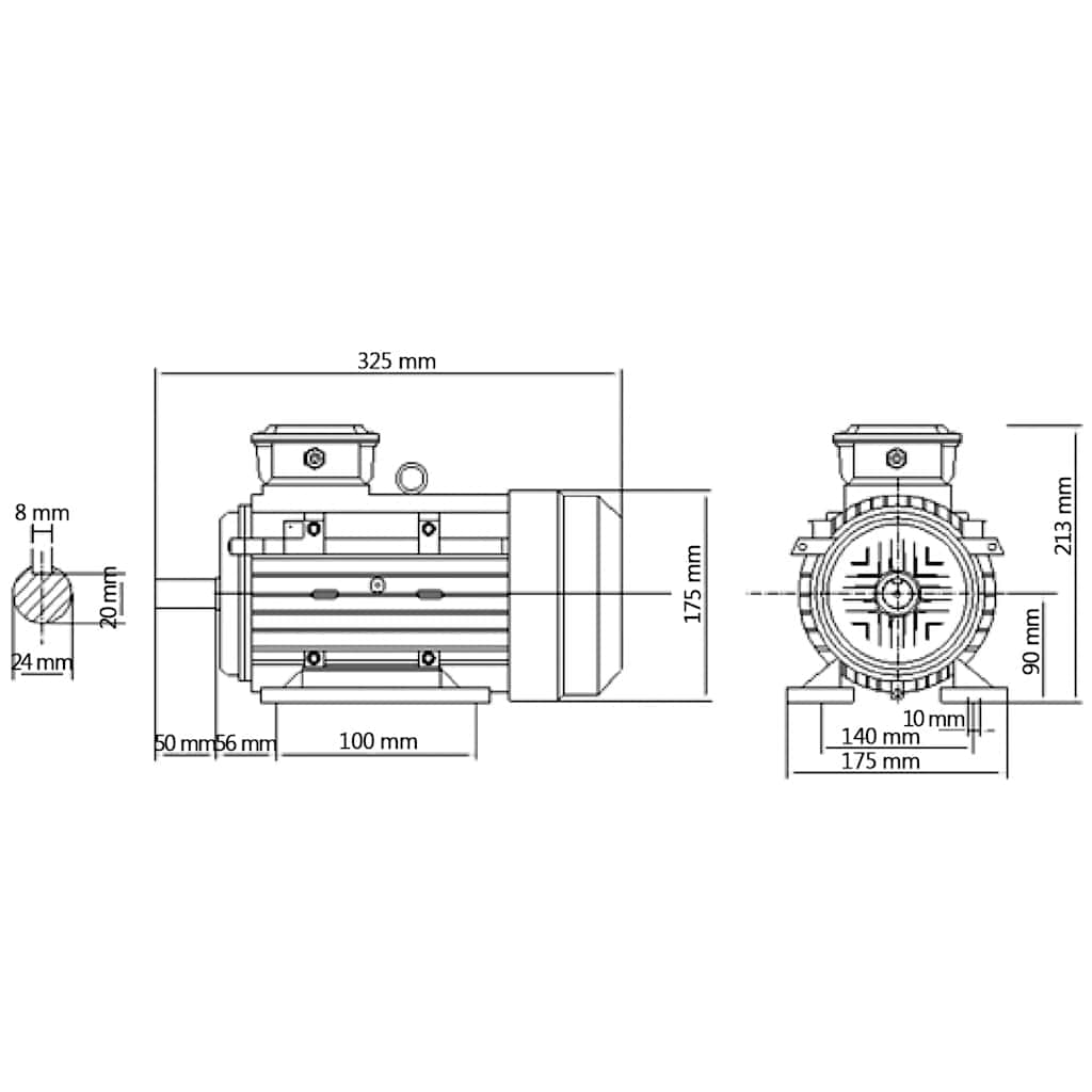 Motor eléctrico trifásico aluminio 1,5kW/2HP 2 polos 2840 RPM