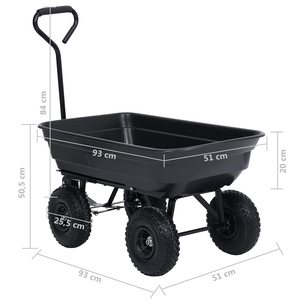 Tilting Garden Trolley 300 kg 75 L Black